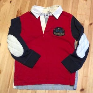 Petit Bataeu navy & red rugby long sleeve shirt